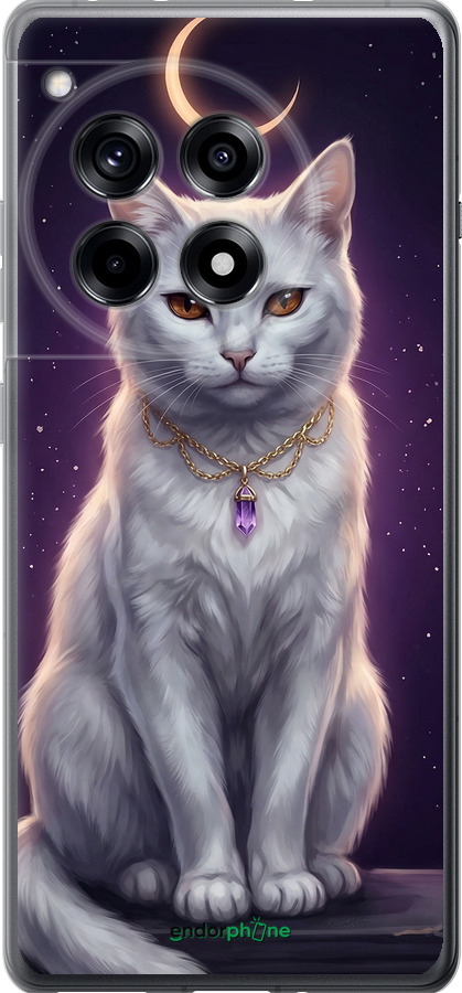 Силиконовый чехол Mystic White Cat Gothic Dark Purple Gold для OnePlus 12R - 6805u-3658 изображение 