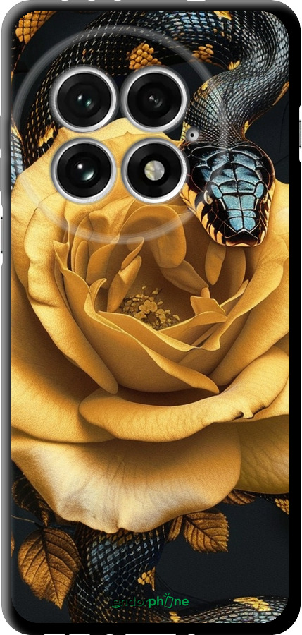 TPU чехол Black snake and golden rose для OnePlus 13 5G - 6068b-3875 изображение 