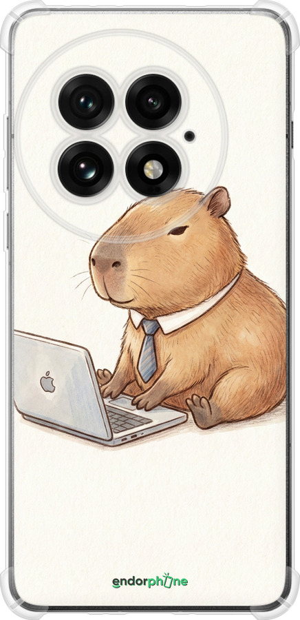 Силикон с усиленными углами чехол Funny Capybara CEO Working для OnePlus 13 5G - 6777sp-3875 изображение 
