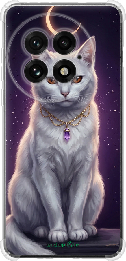 Силикон с усиленными углами чехол Mystic White Cat Gothic Dark Purple Gold для OnePlus 13 5G - 6805sp-3875 изображение 