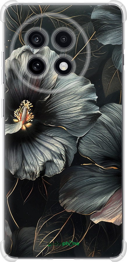 Силикон с усиленными углами чехол Черные цветы для OnePlus Ace 5 - 6031sp-4087 изображение 