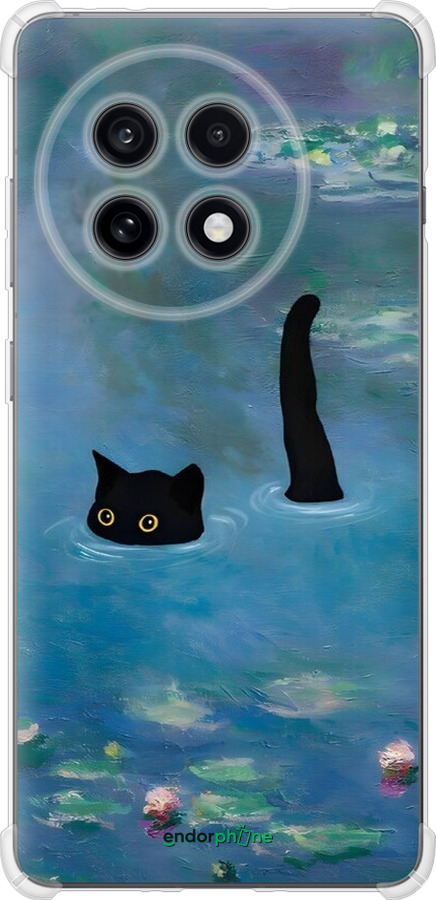 Силикон с усиленными углами чехол С изображением кота и водяной лилии Monet для OnePlus Ace 5 - 6519sp-4087 изображение 