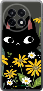 Силиконовый чехол Черный кот с цветами для OnePlus 13R 5G - 6448u-3922 изображение 