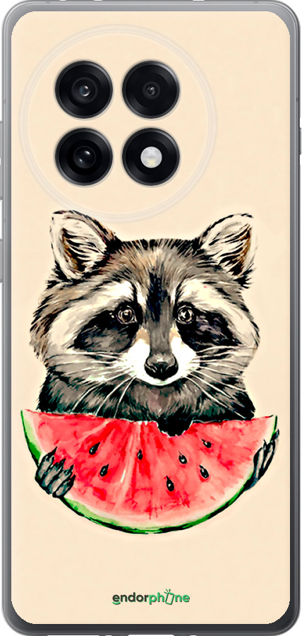 Силиконовый чехол Енотик с арбузом для OnePlus 13R 5G - 4605u-3922 изображение 