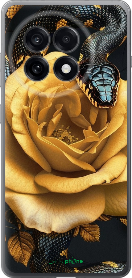Силиконовый чехол Black snake and golden rose для OnePlus Ace 5 Pro - 6068u-3934 изображение 