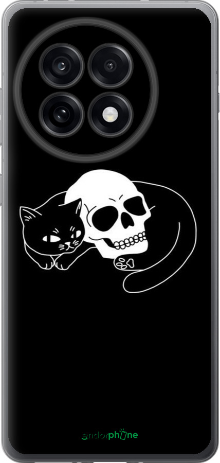 Силіконовий чехол Із зображенням кота та черепа для OnePlus 13R 5G - 6491u-3922 изображение 