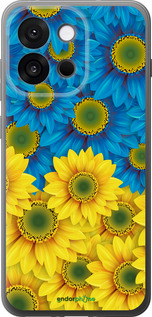 Силиконовый чехол Жёлто-голубые цветы для OnePlus 13T 5G / 13S 5G - 1048u-4026 изображение 