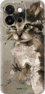 Силиконовый чехол Котёнок из пятен и линий для OnePlus 13T 5G / 13S 5G - 119u-4026 изображение 