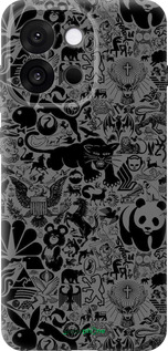 Силиконовый чехол Чёрно-серый стикер бомбинг для OnePlus 13T 5G / 13S 5G - 2432u-4026 изображение 