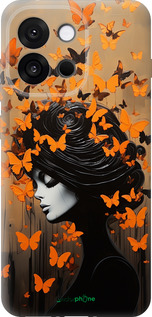 Силіконовий чехол Чохол для телефону Дівчина з помаранчевими метеликами для OnePlus 13T 5G / 13S 5G - 5940u-4026 изображение 