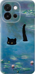 Силіконовий чехол Із зображенням кота та водяної лілії Monet для OnePlus 13T 5G / 13S 5G - 6519u-4026 изображение 