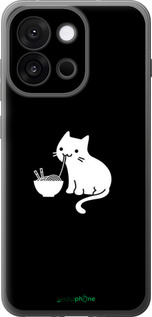 Силиконовый чехол С милым котом на черном фоне для OnePlus 13T 5G / 13S 5G - 6528u-4026 изображение 