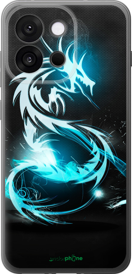 Силиконовый чехол Бело-голубой огненный дракон для OnePlus 13T 5G / 13S 5G - 113u-4026 изображение 