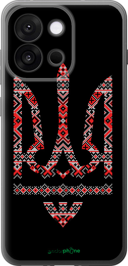 Силиконовый чехол Герб - вышиванка на черном фоне для OnePlus 13T 5G / 13S 5G - 1196u-4026 изображение 