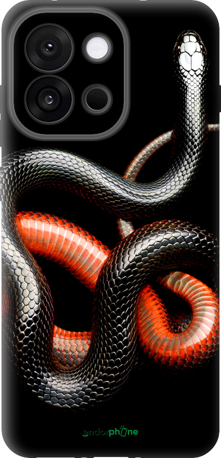 Силиконовый чехол Красно-черная змея на черном фоне для OnePlus 13T 5G / 13S 5G - 4063u-4026 изображение 