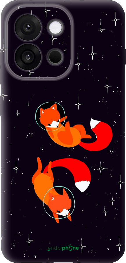 Силиконовый чехол Лисички в космосе для OnePlus 13T 5G / 13S 5G - 4519u-4026 изображение 