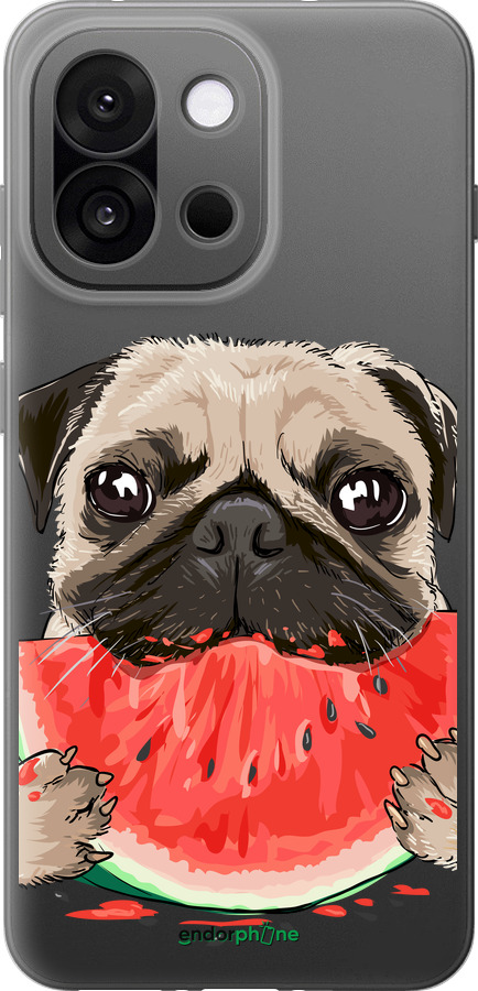 Силиконовый чехол Мопс и арбуз для OnePlus 13T 5G / 13S 5G - 4665u-4026 изображение 