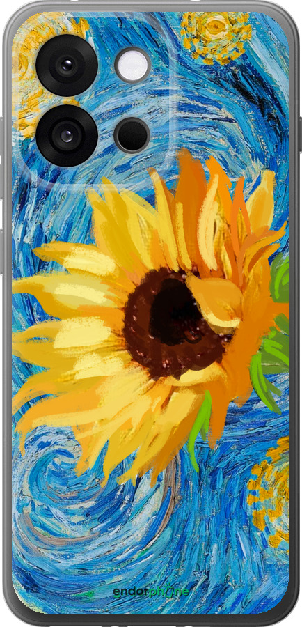 Силиконовый чехол Цветы желто-голубые для OnePlus 13T 5G / 13S 5G - 5308u-4026 изображение 