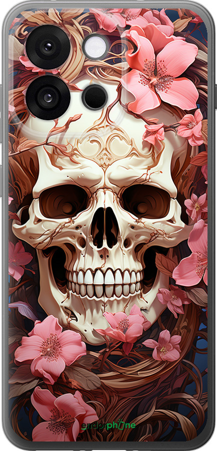 Силиконовый чехол Череп в розовых цветах для OnePlus 13T 5G / 13S 5G - 5965u-4026 изображение 