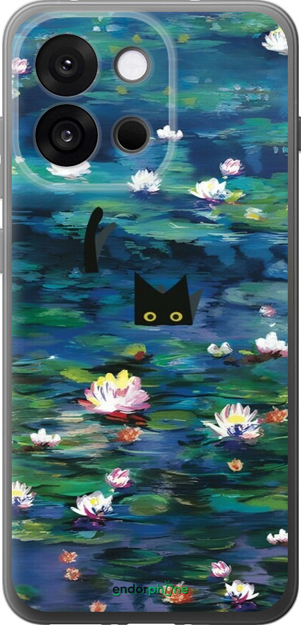 Силиконовый чехол із зображенням водяних лілій та кішок для OnePlus 13T 5G / 13S 5G - 6257u-4026 изображение 