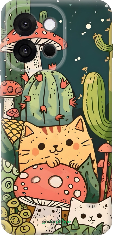 Силиконовый чехол Коты грибы для OnePlus 13T 5G / 13S 5G - 6321u-4026 изображение 
