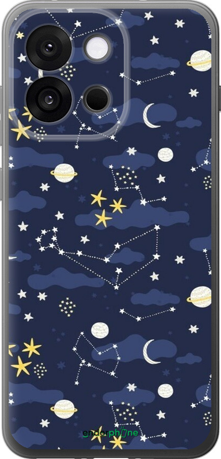 Силиконовый чехол Астрономический узор. Милый дизайн мультяшной вселенной для OnePlus 13T 5G / 13S 5G - 6446u-4026 изображение 