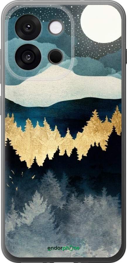 Силиконовый чехол Ночной пейзаж с лесом и горами для OnePlus 13T 5G / 13S 5G - 6493u-4026 изображение 