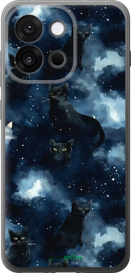 Силиконовый чехол Изображение Кошек с тёмной акварелью для OnePlus 13T 5G / 13S 5G - 6521u-4026 изображение 