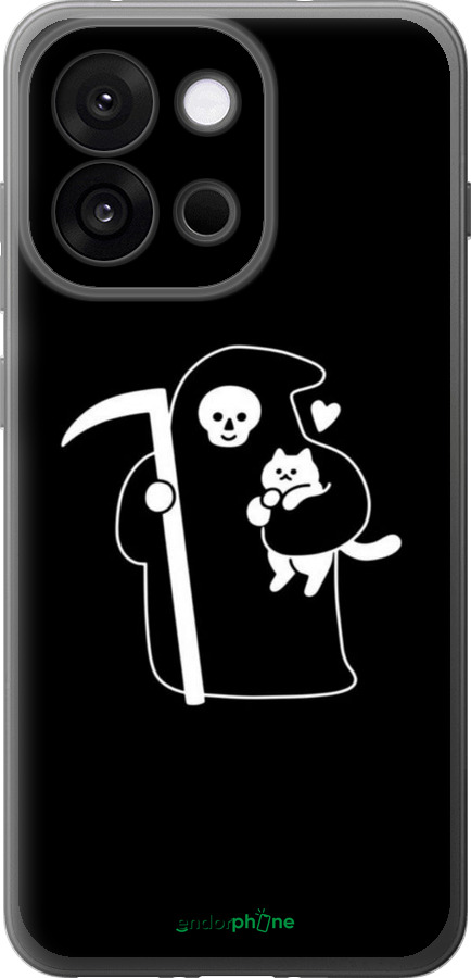 Силіконовий чехол Мінімалістичний арт: смерть та кішка для OnePlus 13T 5G / 13S 5G - 6529u-4026 изображение 