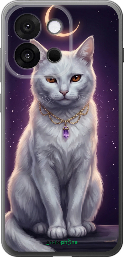 Силиконовый чехол Mystic White Cat Gothic Dark Purple Gold для OnePlus 13T 5G / 13S 5G - 6805u-4026 изображение 
