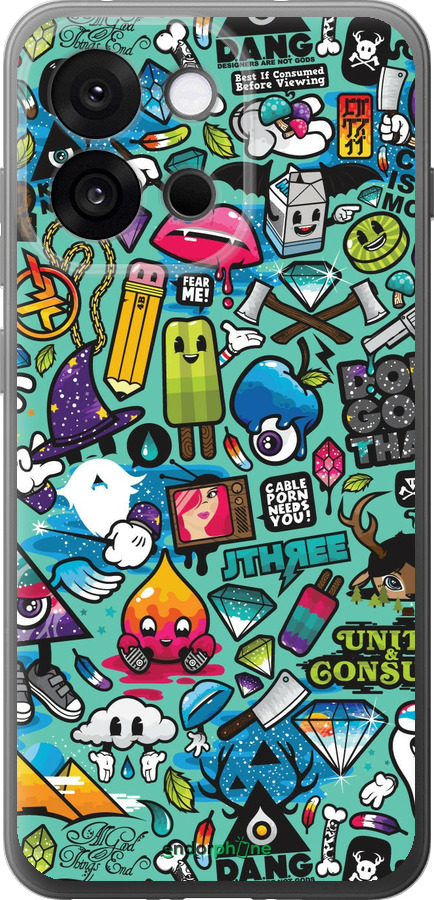 Силиконовый чехол Стикер бомбинг 1 для OnePlus 13T 5G / 13S 5G - 693u-4026 изображение 