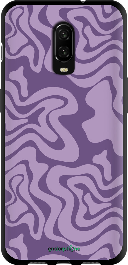 TPU musta cover "Abstrakti malli v2" for OnePlus 6T, Violetti