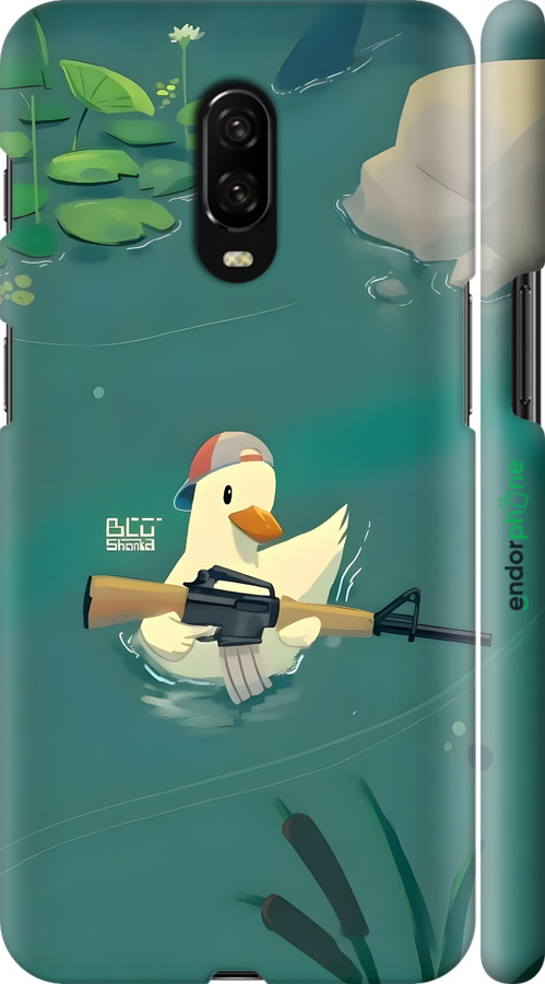 3D пластиковый матовый чехол Уточка с автоматом для OnePlus 6T - 6356m-1587 изображение 