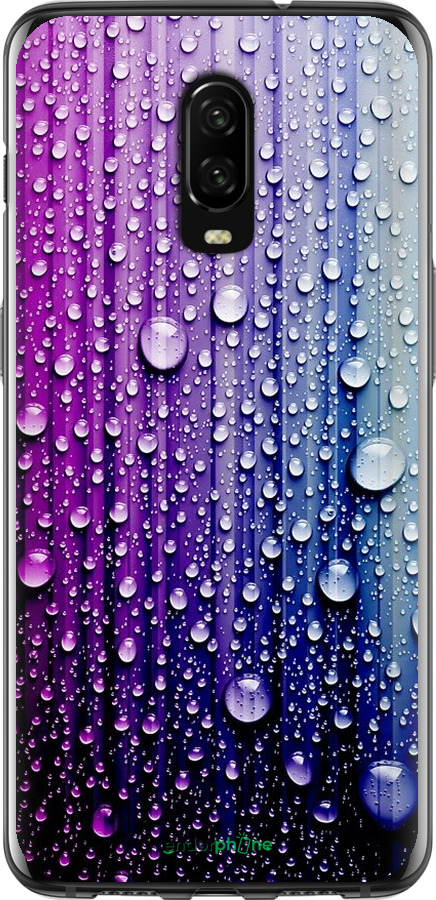 

2D пластиковий чохол "Краплини води" для OnePlus 6T, Синій