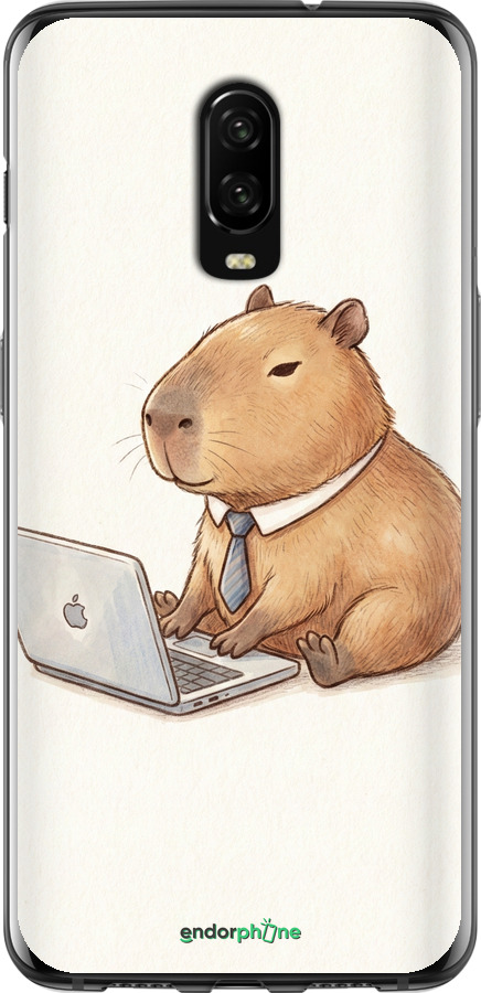 Силиконовый чехол Funny Capybara CEO Working для OnePlus 6T - 6777u-1587 изображение 