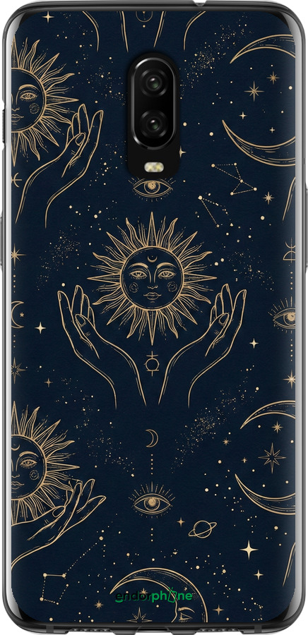 2D пластиковый чехол Celestial Harmony: Sun & Moon Gold Mystic Pattern для OnePlus 6T - 6778t-1587 изображение 