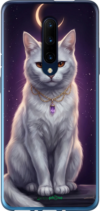 Силіконовий чехол Mystic White Cat Gothic Dark Purple Gold для OnePlus 7 Pro - 6805u-1696 изображение 