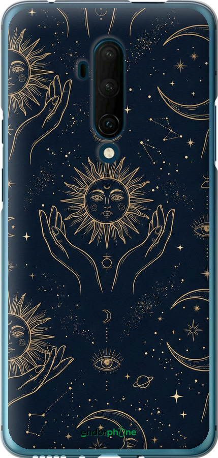 Силіконовий чехол Celestial Harmony: Sun & Moon Gold Mystic Pattern для OnePlus 7T Pro - 6778u-1810 изображение 