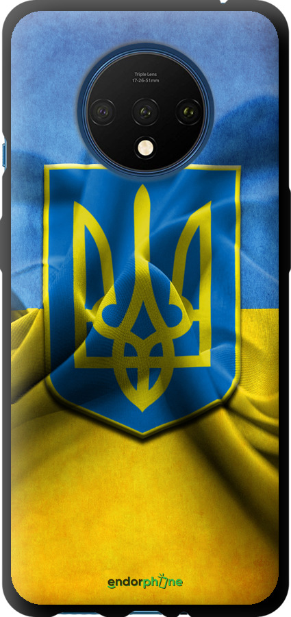 

TPU чорний чохол "Прапор та герб України" для OnePlus 7T, Блакитний
