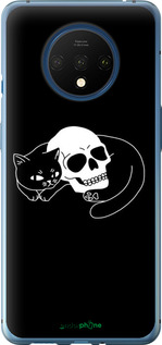 Силиконовый чехол С изображением кота и черепа для OnePlus 7T - 6491u-1809 изображение 