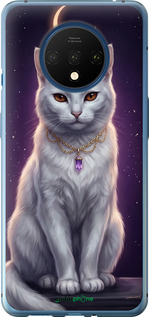 2D пластиковый чехол Mystic White Cat Gothic Dark Purple Gold для OnePlus 7T - 6805t-1809 изображение 