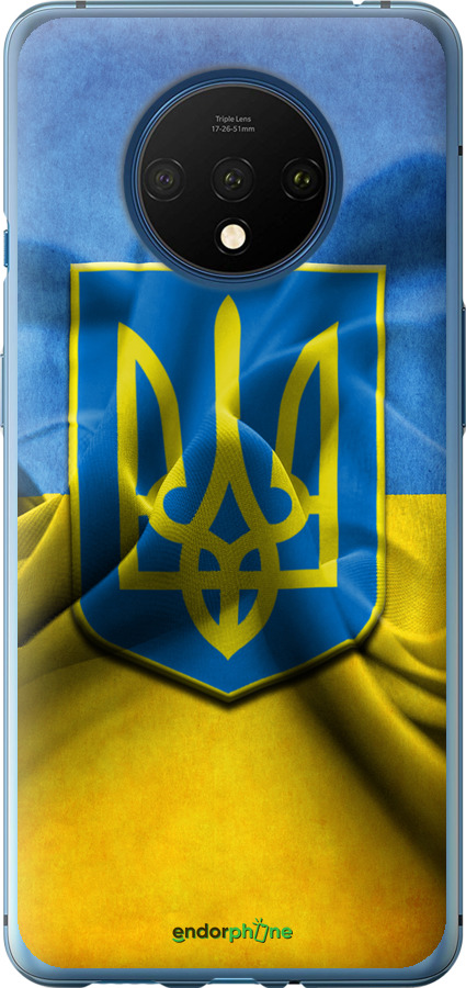 

2D пластиковий чохол "Прапор та герб України" для OnePlus 7T, Блакитний