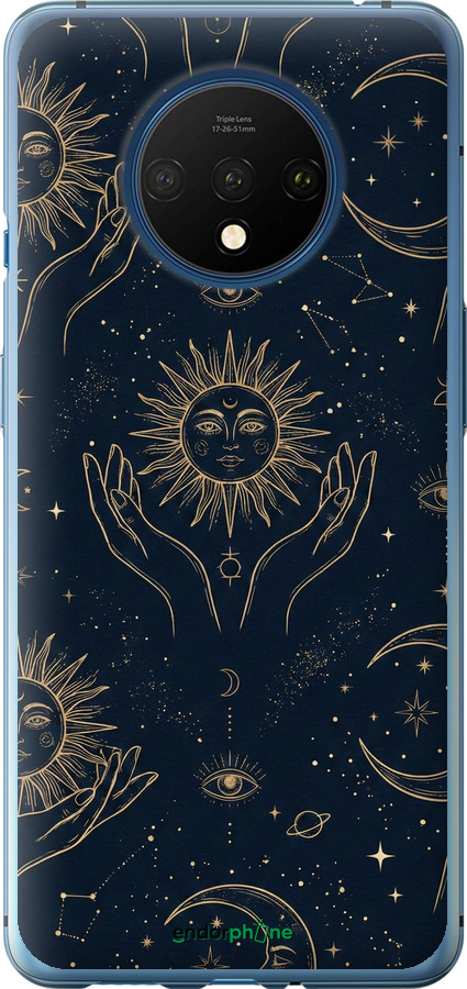 Силіконовий чехол Celestial Harmony: Sun & Moon Gold Mystic Pattern для OnePlus 7T - 6778u-1809 изображение 