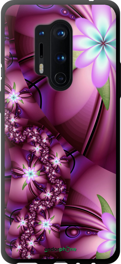 

TPU чорний чохол "Квіткова мозаїка" для OnePlus 8 Pro, Рожевий