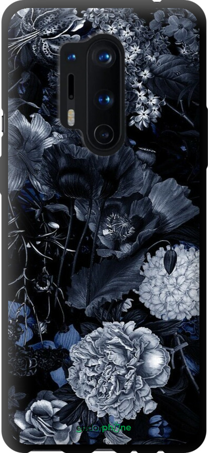TPU чехол Абстрактный цветочный рисунок в синих тонах для OnePlus 8 Pro - 6539b-1896 изображение 