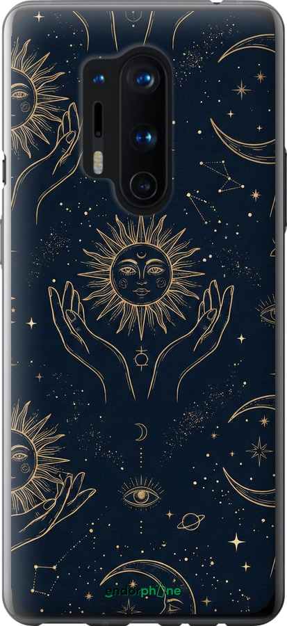 2D пластиковый чехол Celestial Harmony: Sun & Moon Gold Mystic Pattern для OnePlus 8 Pro - 6778t-1896 изображение 