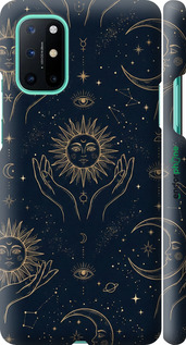3D пластиковий матовий чехол Celestial Harmony: Sun & Moon Gold Mystic Pattern для OnePlus 8T - 6778m-2113 изображение 