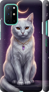 3D пластиковий матовий чехол Mystic White Cat Gothic Dark Purple Gold для OnePlus 8T - 6805m-2113 изображение 