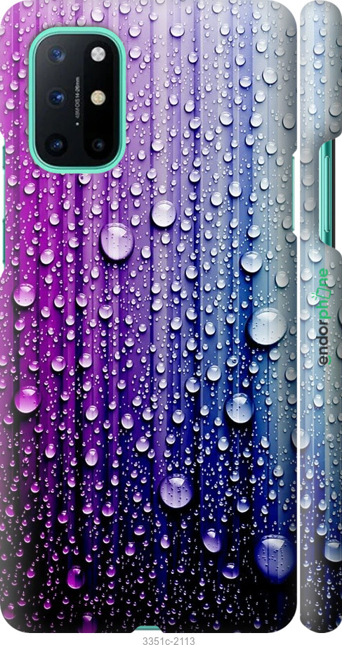 

3D пластиковий матовий чохол "Краплини води" для OnePlus 8T, Синій