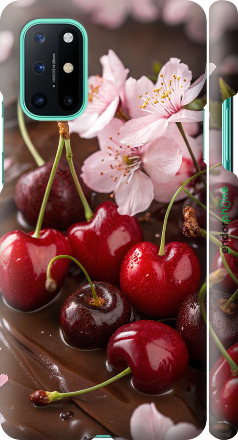 3D пластиковий матовий чехол Вишня у шоколаді для OnePlus 8T - 6698m-2113 изображение 